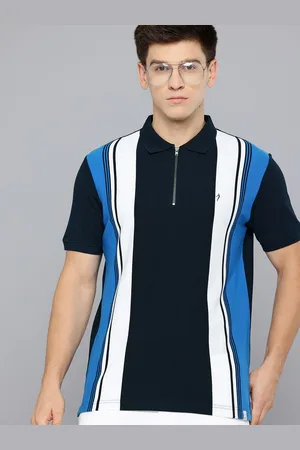 Indian Terrain Men Striped Polo Collar Pure Cotton T-shirt