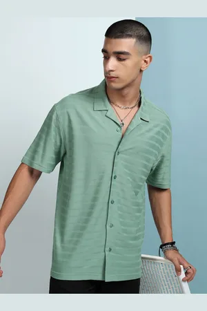 Highlander Men Relaxed Fit Drop Shoulder Cuban Collar Half Sleeve Shirt