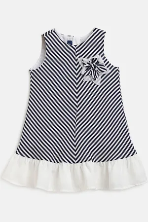 chicco Girls Striped Ruffled Cotton A-Line Dress