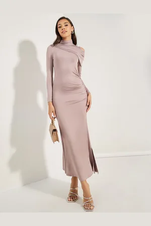 Styli Women Cut Out Detail High Neck Draped Maxi Dress