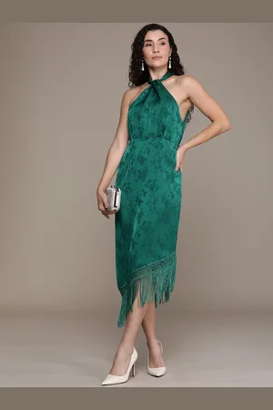 French Connection Floral Print Halter Neck Frills Sheath Midi Party Dress
