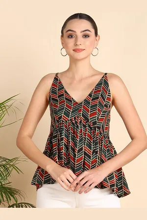 Mast & Harbour Geometric Print Peplum Top