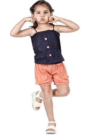 BAESD Girls Printed Shoulder Strap Top With Shorts