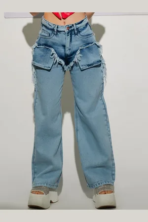 FREAKINS Women Straight Fit High-Rise Clean Look Pure Ctoon Jeans