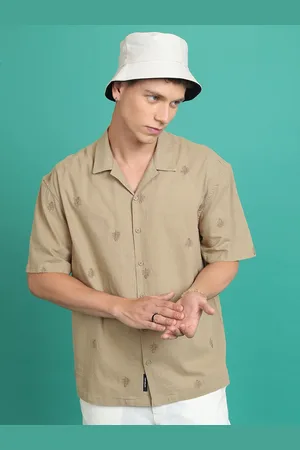 Highlander Men Half Sleeves Embroidery Oversized Shirt