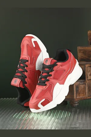 HRX Women Red Round Toe Comfort Insole Mesh Sneakers