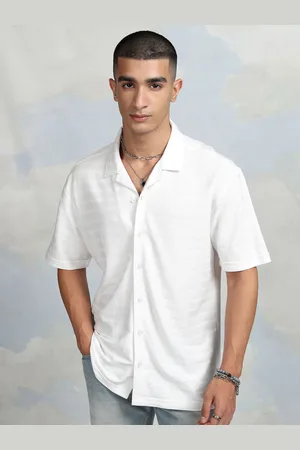 Highlander Men Relaxed Fit Drop Shoulder Cuban Collar Half Sleeve Shirt