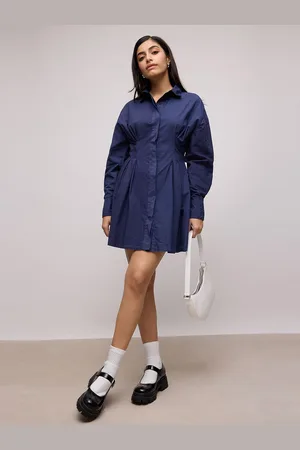 FREAKINS Women Cotton Shirt Mini Dress