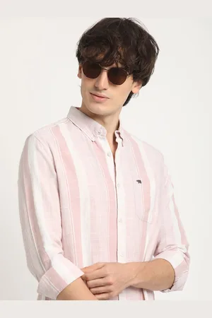 The Bear House Men Striped Slim Fit Casual Shirt with Button-Down Collar and Long Sleeves