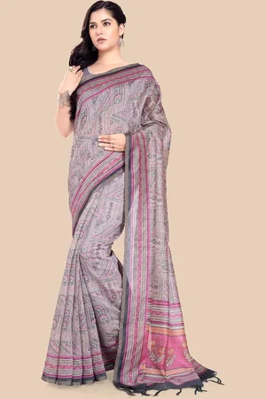 Rani Saahiba Ethnic Motif Print Saree With Blouse Piece