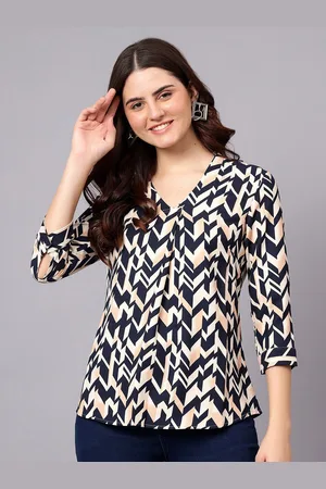 CANTABIL Abstract Printed V Neck Top