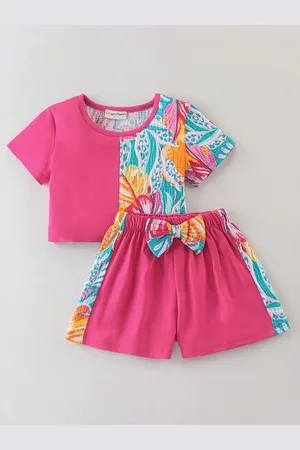 CrayonFlakes Girls Printed Top With Shorts