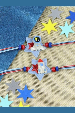 asthetika Boys Set of 2 Thread Rakhi with Roli Chawal