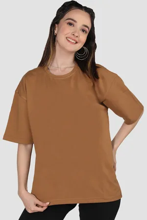 CHKOKKO Women Solid Drop-Shoulder Sleeves Oversized T-shirt
