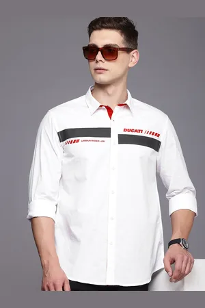 DUCATI Pure Cotton Striped Opaque Casual Shirt
