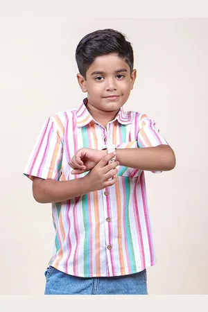 Jilmil Boys Candy Striped Spread Collar Casual Shirt