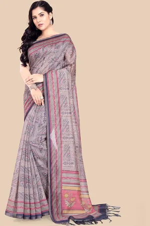 Rani Saahiba Ethnic Motif Printed Tussar Saree With Blouse Piece