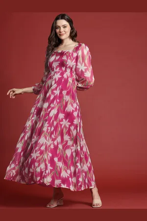 all about you Floral Print Puff Sleeves Maxi Dress