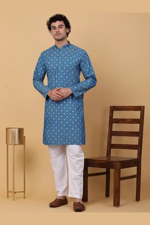 Kraft Ethnic Motifs Printed Mandarin Collar Cotton Straight Kurta