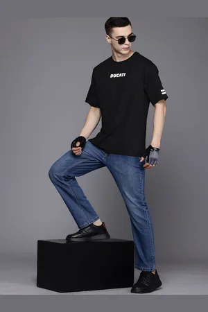 DUCATI Brand Logo Drop-Shoulder Sleeves Pure Cotton Relaxed T-shirt