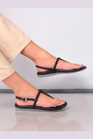 MONROW Women Buckle T-Strap Flats