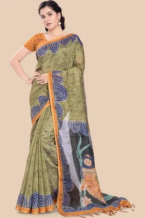 Rani Saahiba Printed Tussar Saree With Blouse Piece