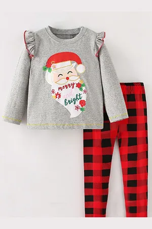 Stylecast Girls Grey & Red Printed Pure Cotton Top with Leggings
