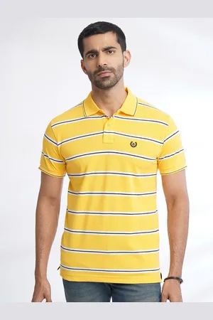 Greenfibre Men Striped Polo Collar Pockets Slim Fit T-shirt