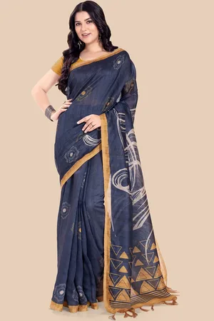 Rani Saahiba Printed Tussar Saree With Blouse Piece