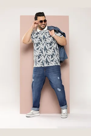Sztori Men Plus Size Printed Polo Collar Bio Finish T-shirt