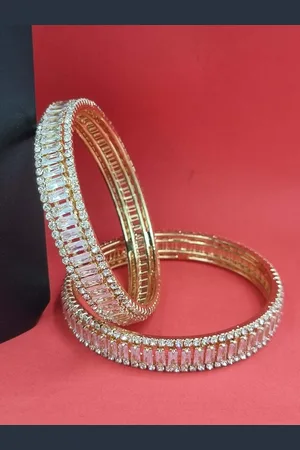 Anouk Pack of 2 Gold Plated American Diamond Studded Bangles