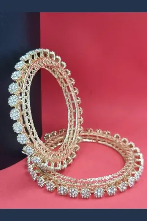 Anouk Set Of 2 Gold Plated Stone-Studded Details Bangles