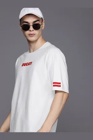DUCATI Brand Logo Drop-Shoulder Sleeves Pure Cotton Relaxed T-shirt