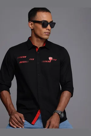 DUCATI Pure Cotton Opaque Printed Casual Shirt