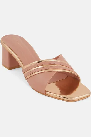 Mast & Harbour Peach-Coloured Open Toe Block Heels