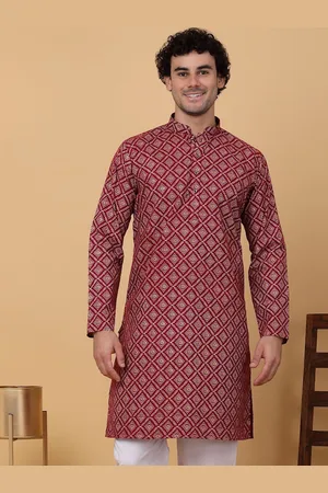 Kraft Ethnic Motifs Printed Mandarin Collar Cotton Straight Kurta