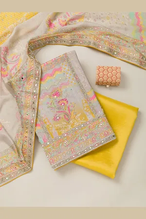 Koskii Floral Embroidered Beads Unstitched Dress Material