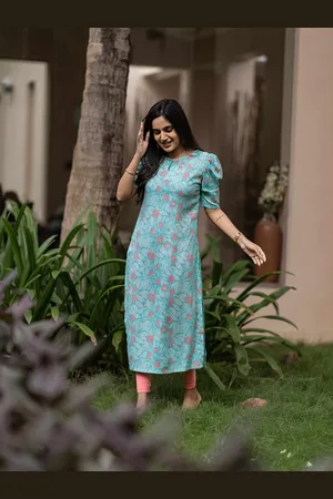 Hay Floral Printed Puff Sleeves Kurta