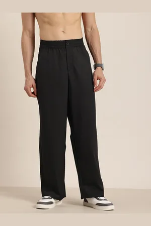 HERE&NOW Men Wide Leg Straight Fit Trousers