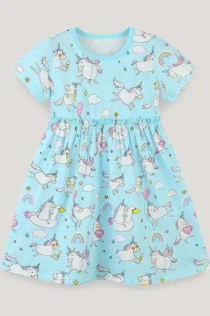 Stylecast Girls Printed Short Sleeves Cotton Fit and Flare Dress