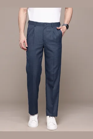 Nautica Men Flex Waistband Checked Classic Pleated Formal Trousers