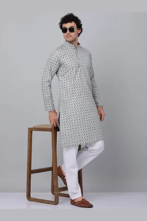 Kraft Floral Printed Mandarin Collar Cotton Straight Kurta