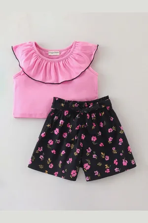 CrayonFlakes Girls Pure Cotton Top with Shorts