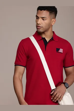Nautica Brand Logo Embroidered Polo Collar Pure Cotton T-shirt