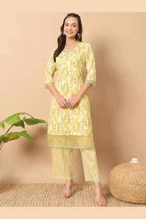 FIORRA Women Floral Printed Regular Pure Cotton Kurta with Trousers