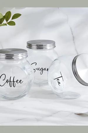 Home Centre Set Of 3 Transparent Glass Containers- 700ml
