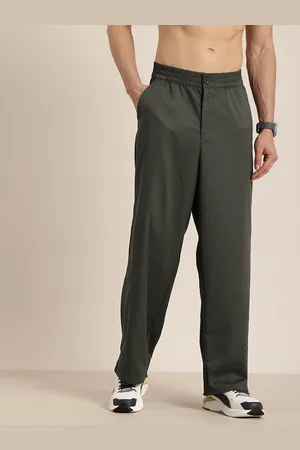 HERE&NOW Men Textured Wide Leg Straight Fit Trousers