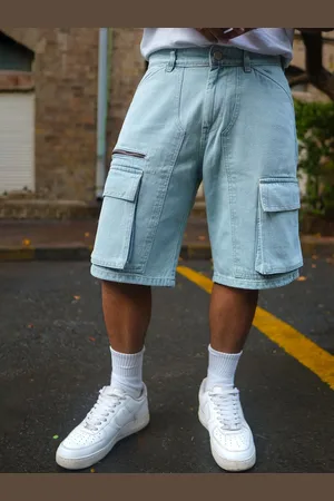 Powerlook Men Printed Denim Cargo Shorts