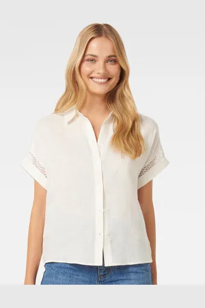 Forever New Extended Sleeves Linen Shirt Style Top