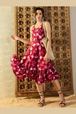 MABISH by Sonal Jain Women Tie and Dye Print Fit & Flare Midi Dress